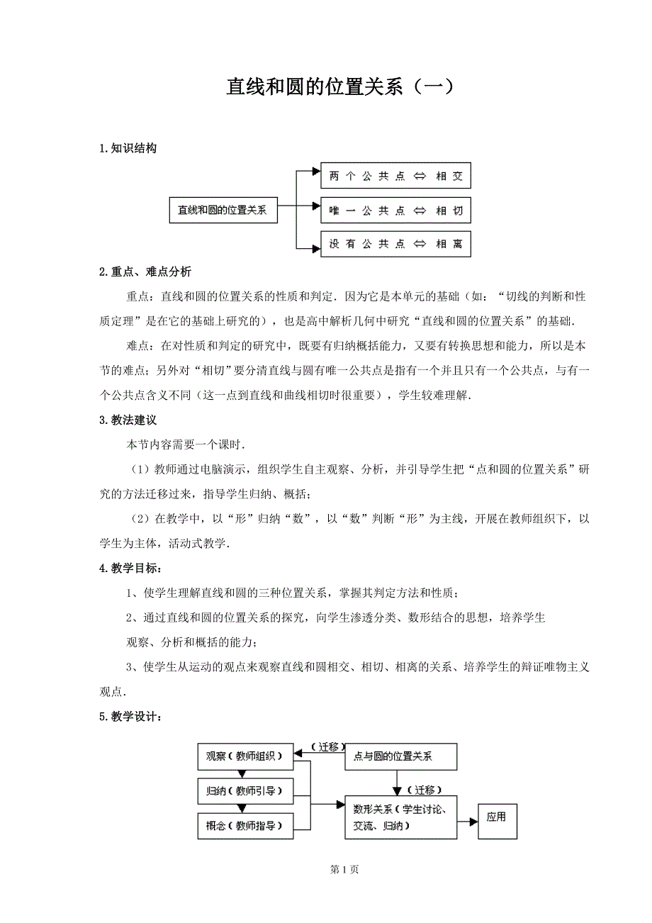 直线和圆的位置关系（一）_第1页
