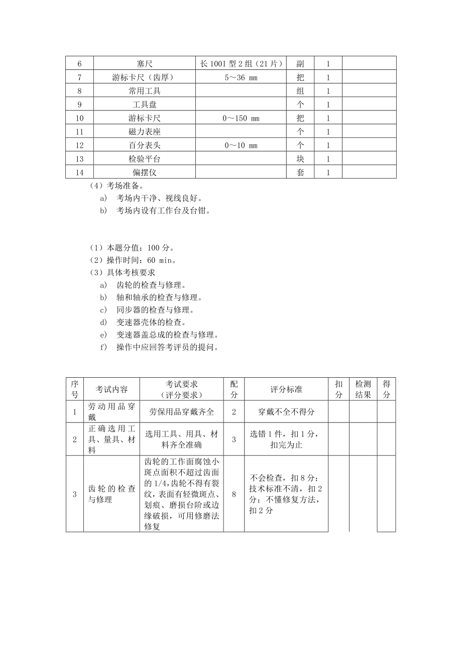 职业技能鉴定操作技能考核项目汽车修理工（高级）_第4页