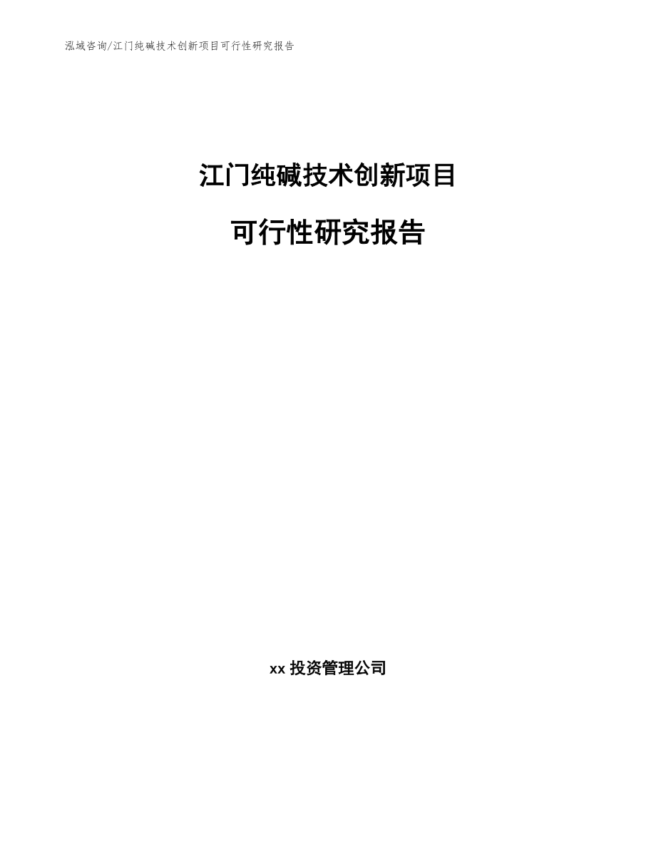 江门纯碱技术创新项目可行性研究报告模板参考_第1页