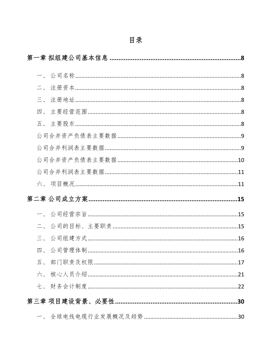 某某关于成立线缆公司可行性研究报告_第2页