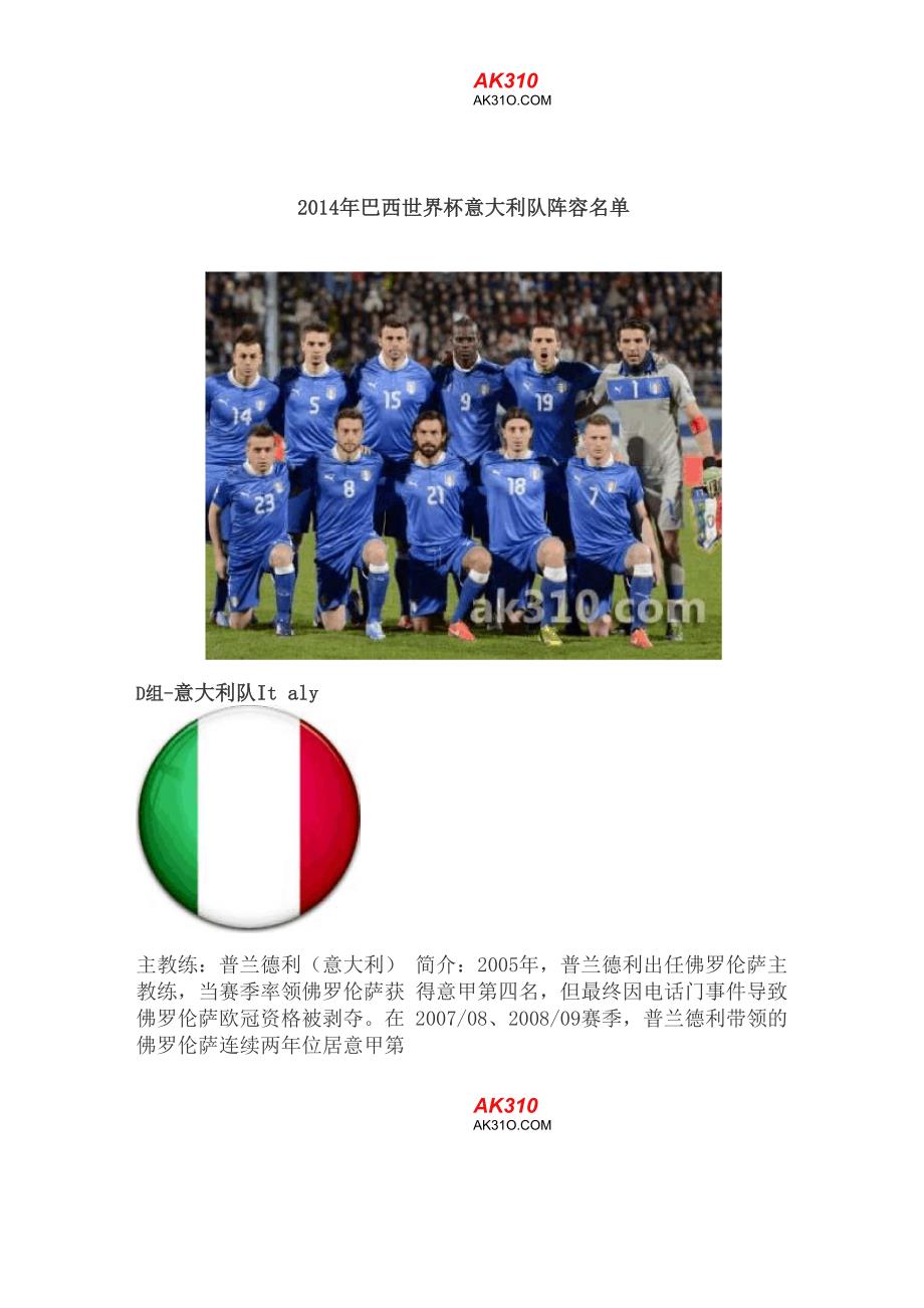 2014意大利阵容_第1页