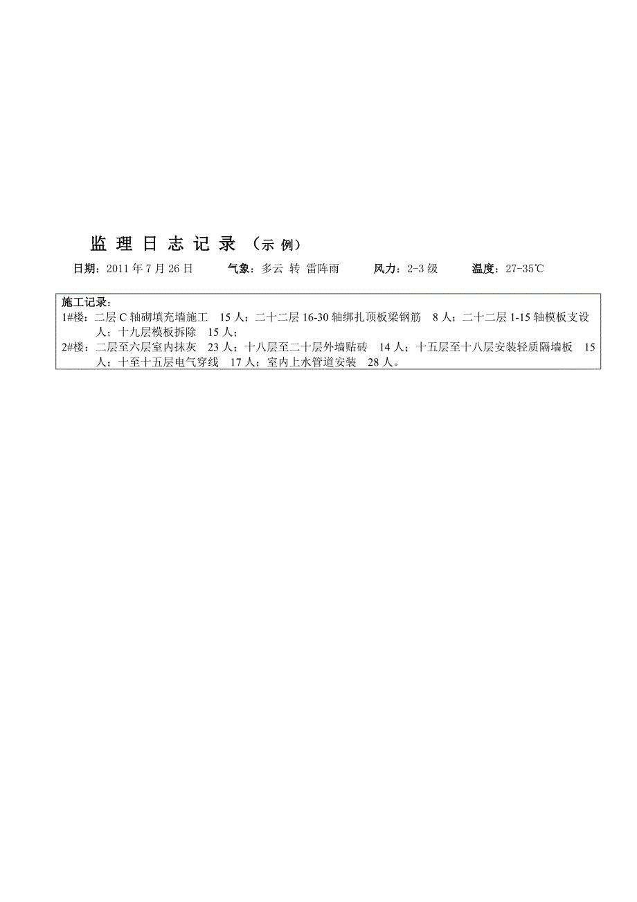 监理日志记录示例【精选文档】_第1页