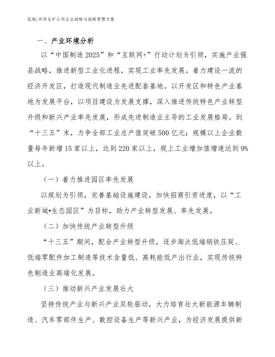 共伴生矿公司企业战略与战略管理方案_参考_第3页