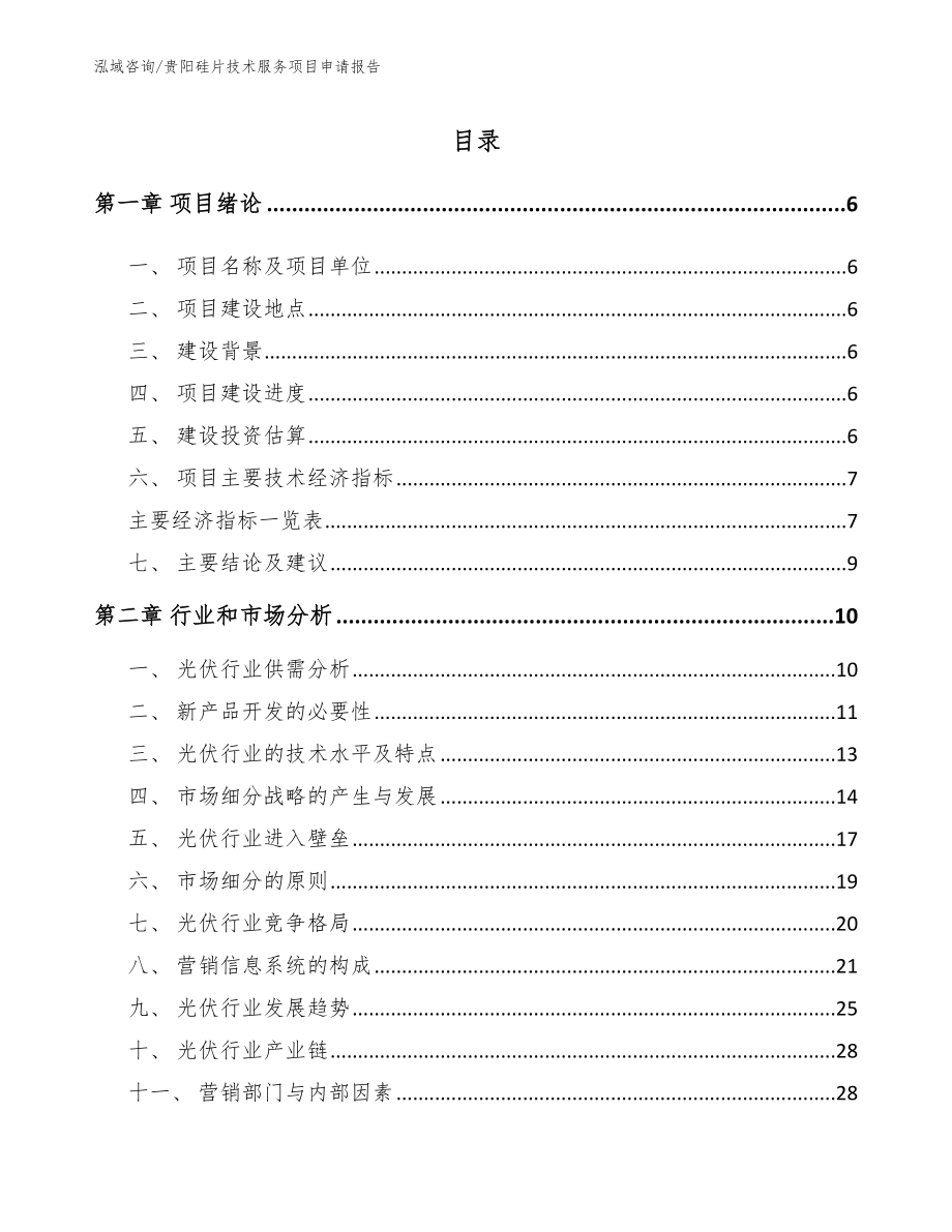 贵阳硅片技术服务项目申请报告_模板_第1页