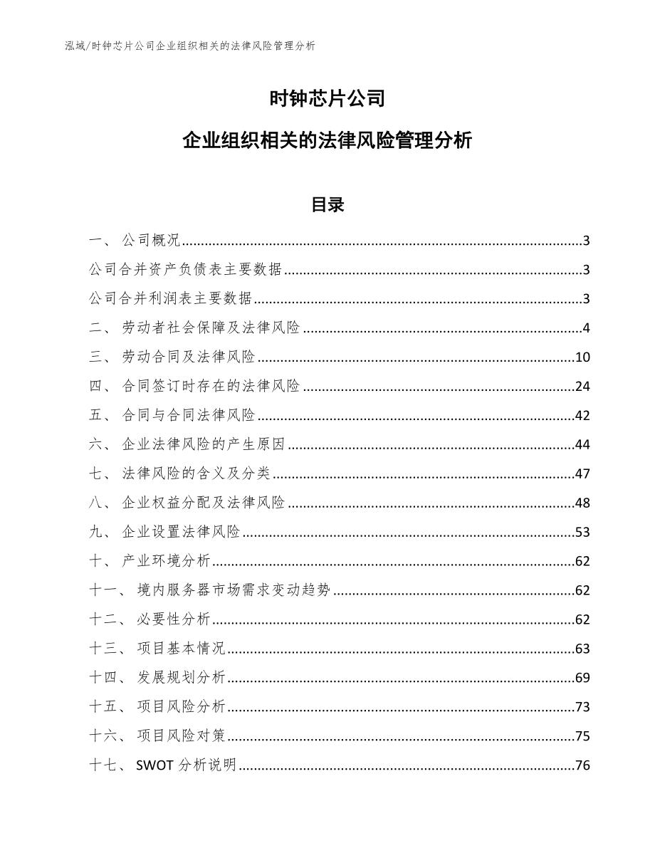 时钟芯片公司企业组织相关的法律风险管理分析（范文）_第1页