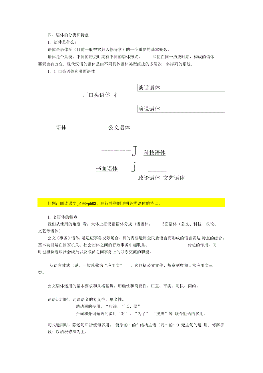 现代汉语：语体的分类和特点_第1页