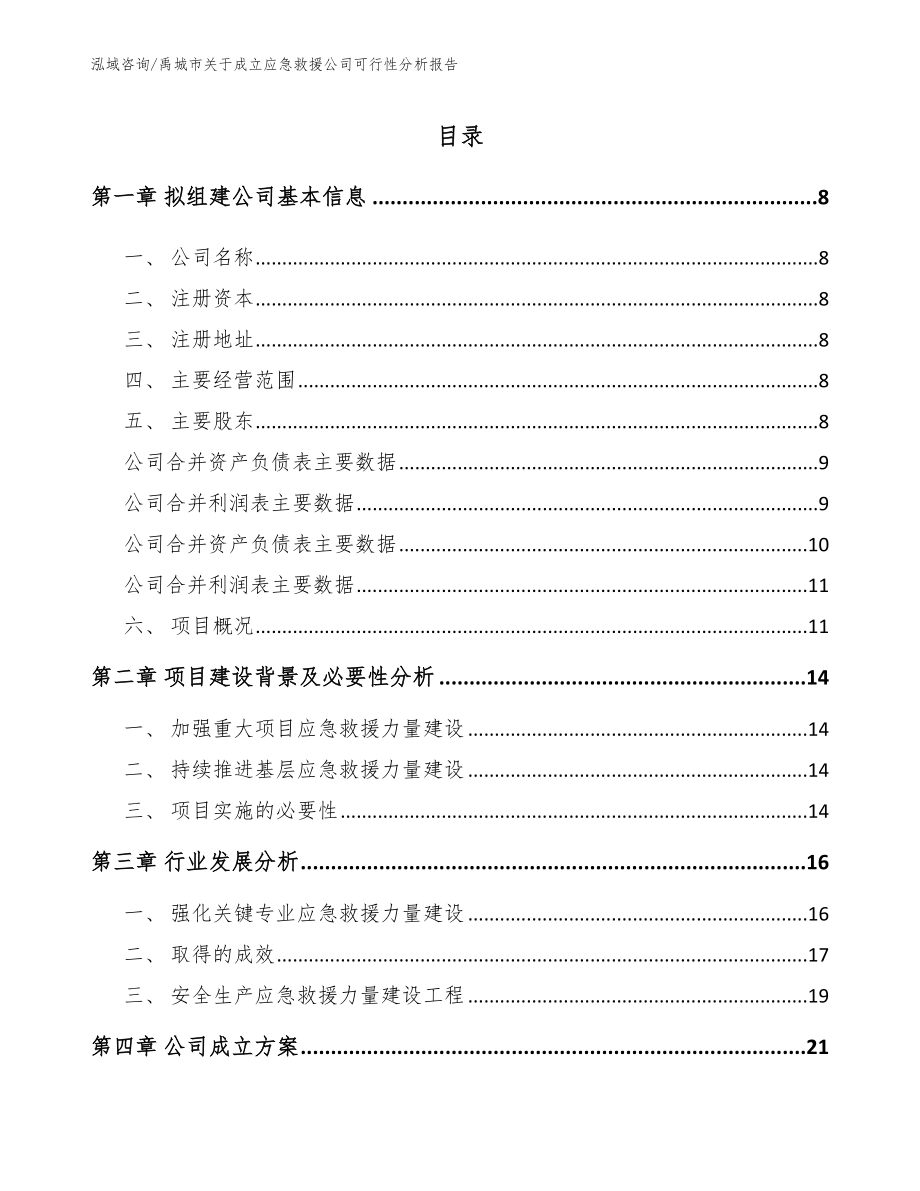 禹城市关于成立应急救援公司可行性分析报告模板_第2页