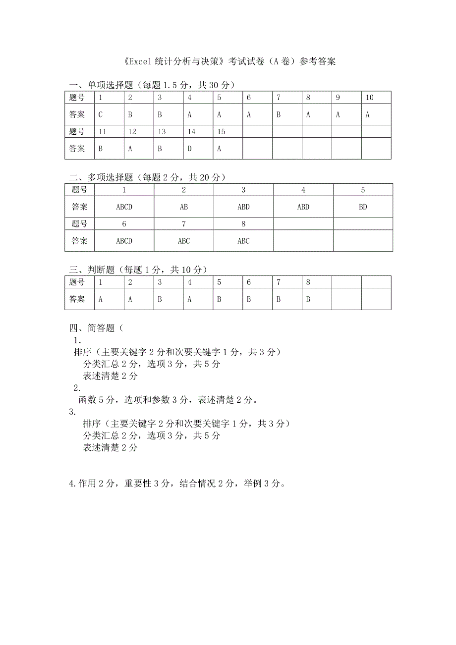 Excel统计分析与决策复习题_第5页