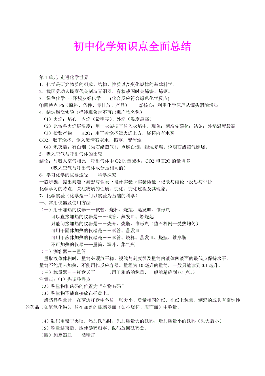 初中化学知识点全面总结[1]_第1页