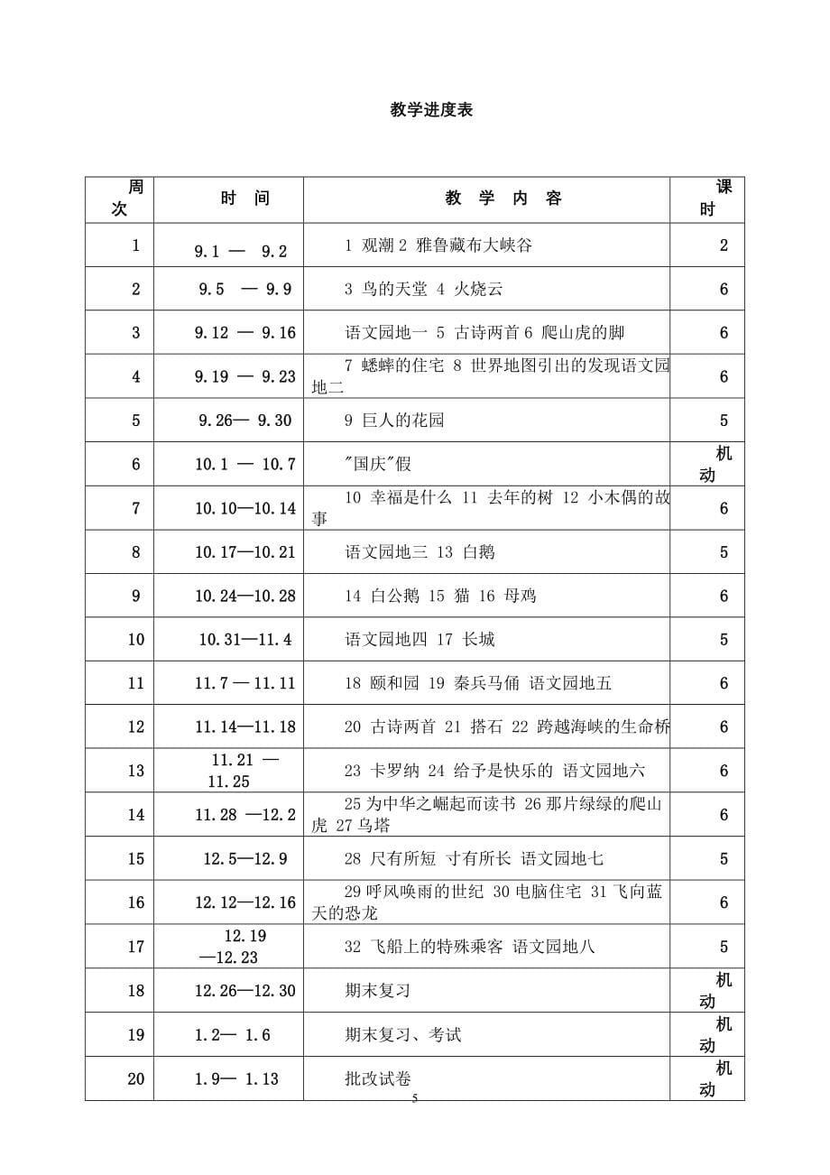 新课标人教版四年级上册语文全册教案(改)_第5页