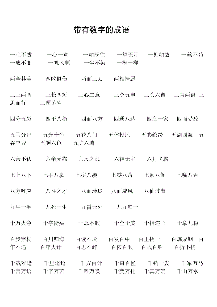 带数字的成语大全_第1页