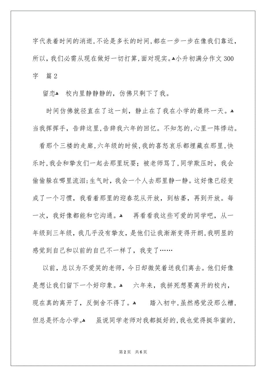 小升初满分作文300字6篇_第2页