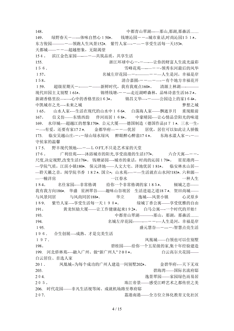 经典楼盘主题推广语大全_第4页