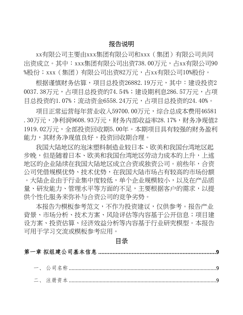 山东关于成立高分子泡沫塑料公司可行性研究报告(DOC 85页)_第2页