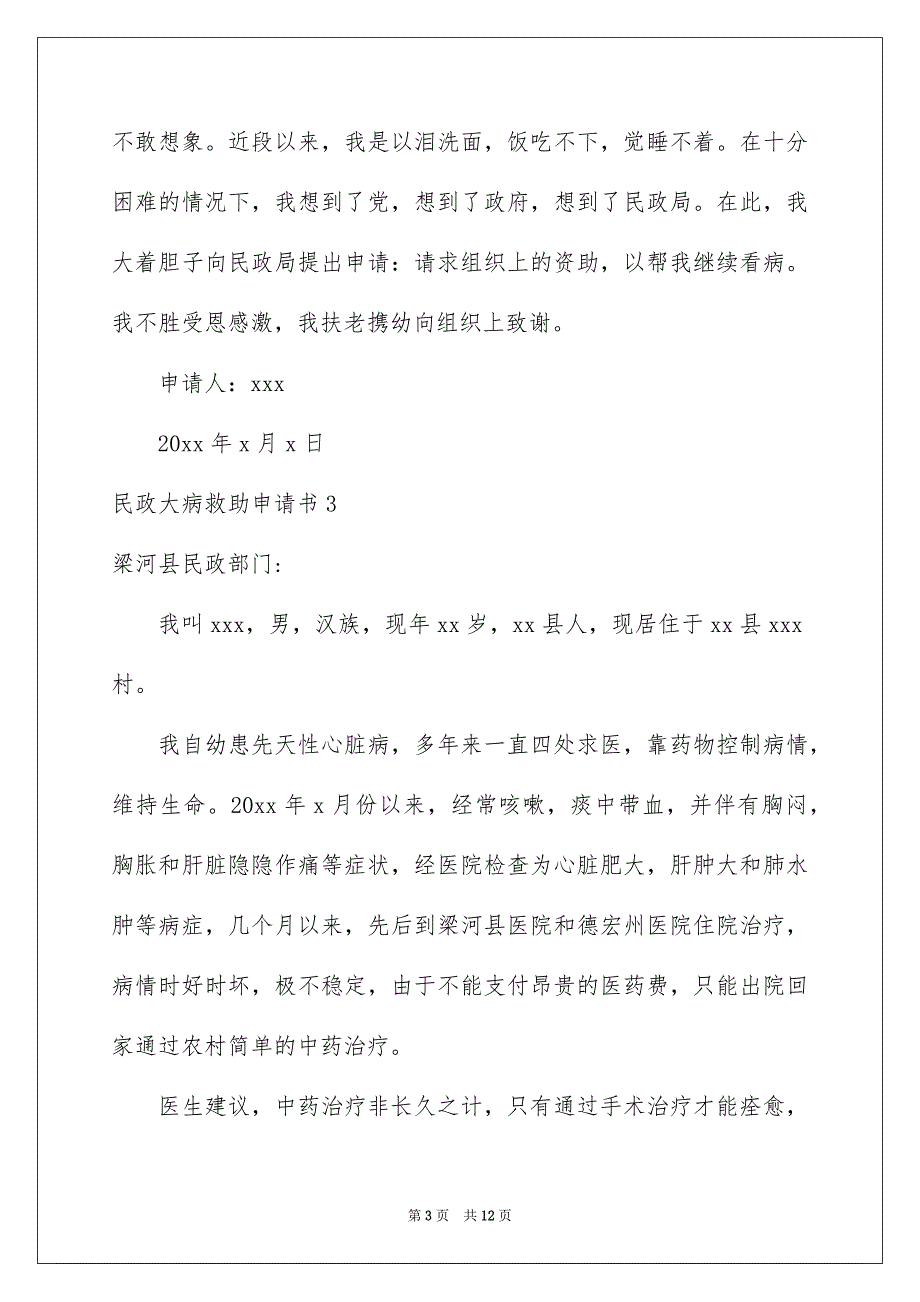 民政大病救助申请书_第3页