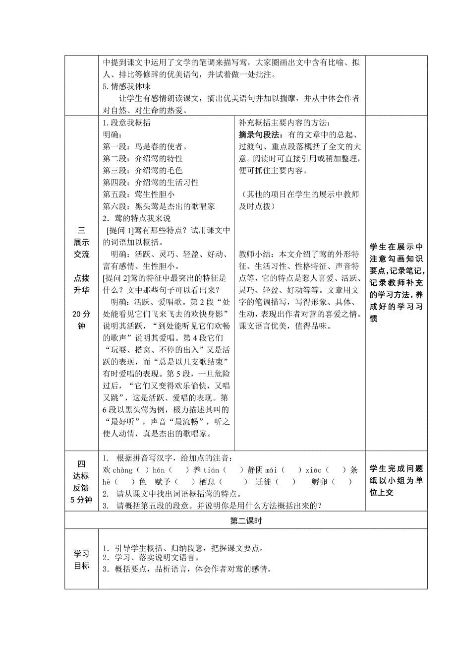 六年级语文上册 第四单元 15 蜜蜂教案 湘教版_第5页