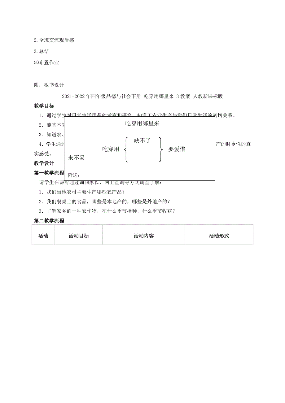 2021-2022年四年级品德与社会下册 吃穿用哪里来 2教案 人教新课标版_第3页