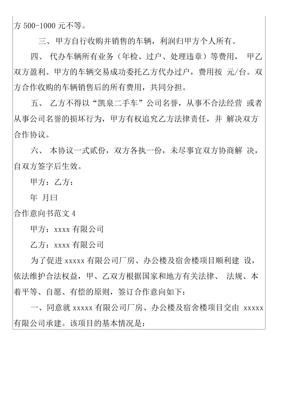 2022合作意向书范文15篇_第4页