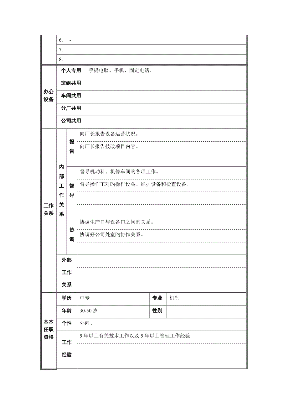 设备副厂长职位专项说明书_第2页