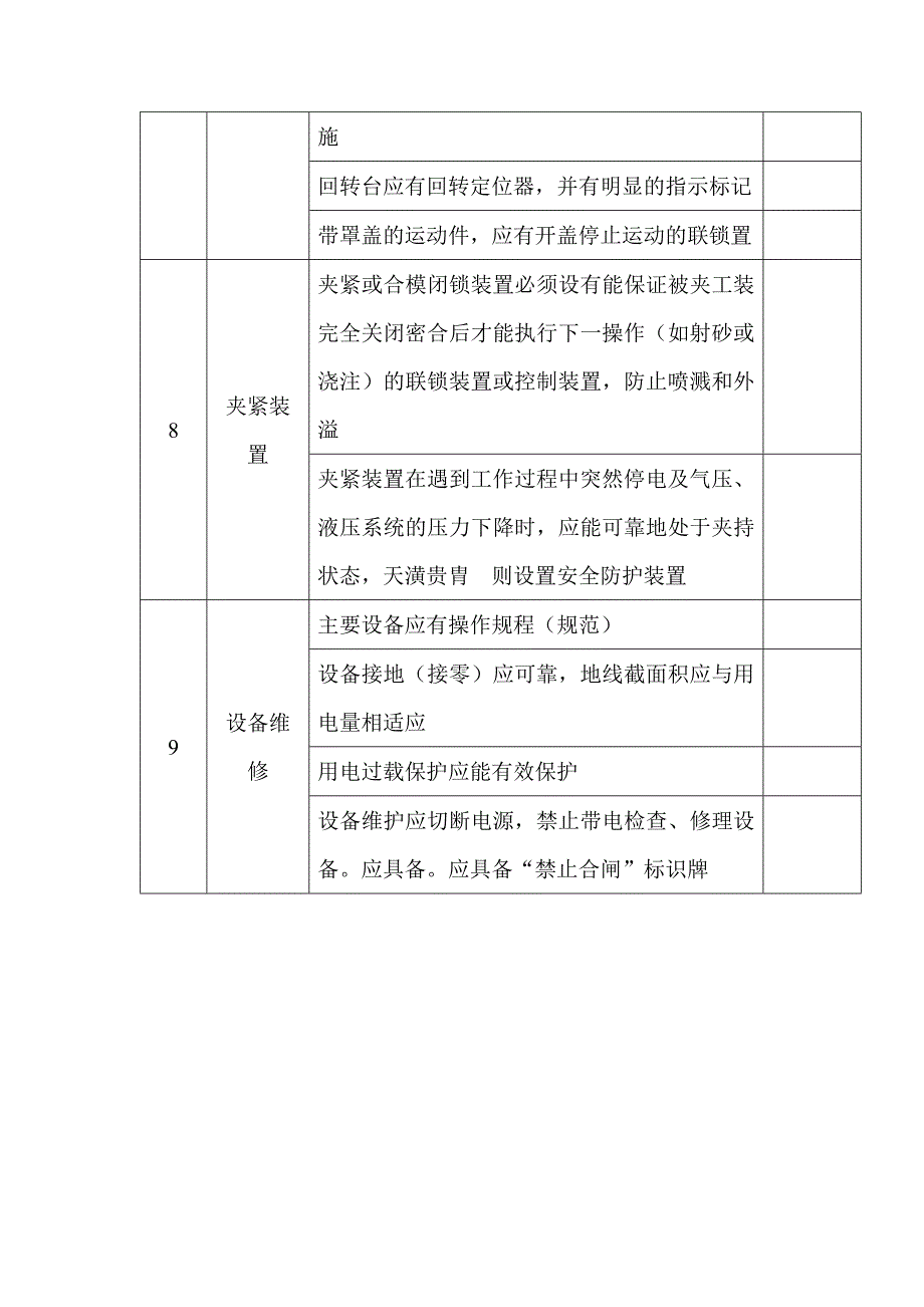 铸造机械安全检查表_第4页