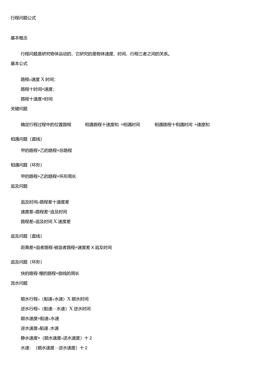 数学行程问题公式大全_第1页