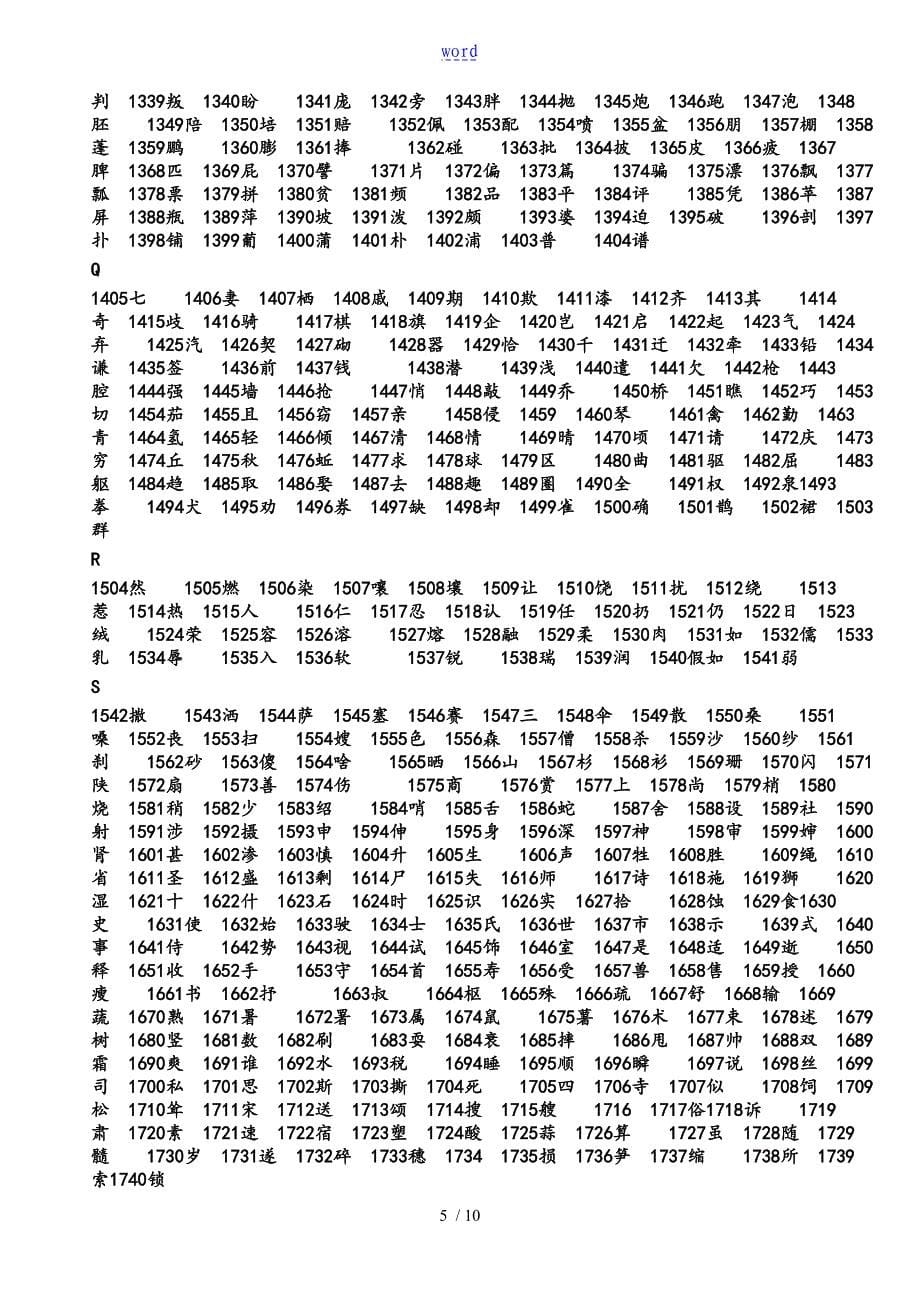 中学考试拼音汉字范围3500个常用汉字_第5页