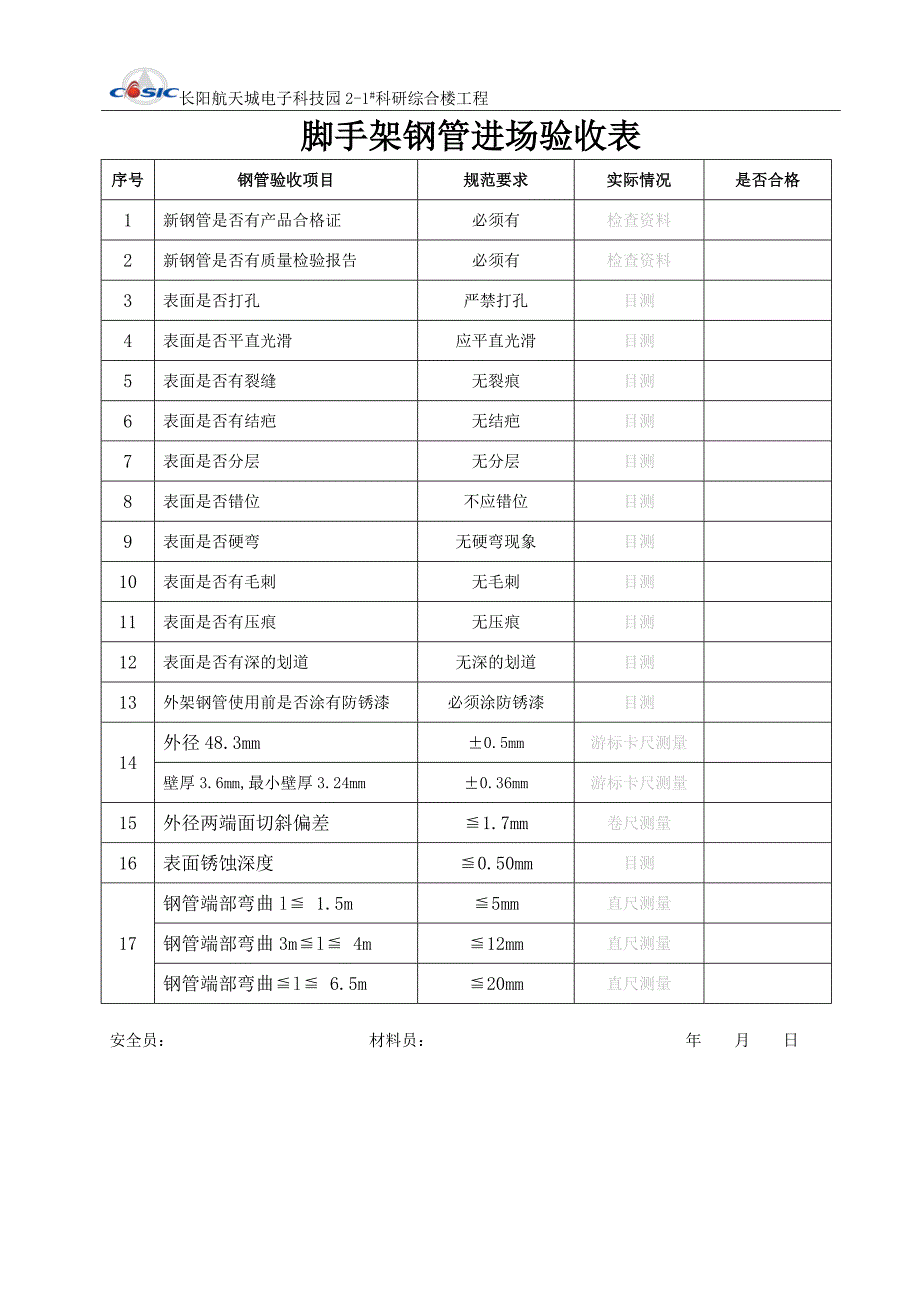 脚手架钢管扣件油托脚手板进场验收表ctf_第1页