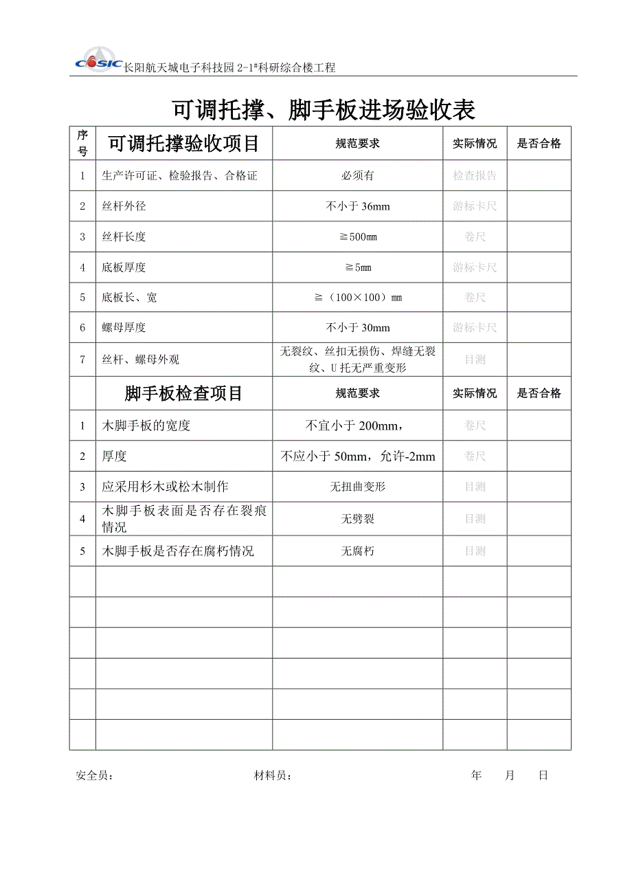 脚手架钢管扣件油托脚手板进场验收表ctf_第3页