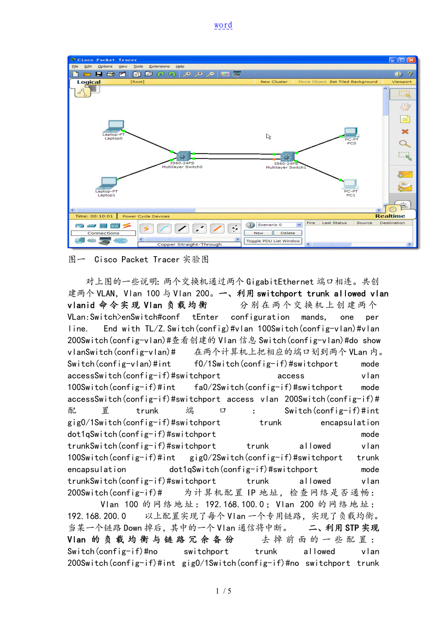 Vlan负载均衡地实验_第1页