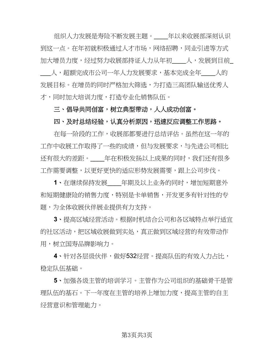 2023保险公司年终工作总结标准范本（二篇）_第3页