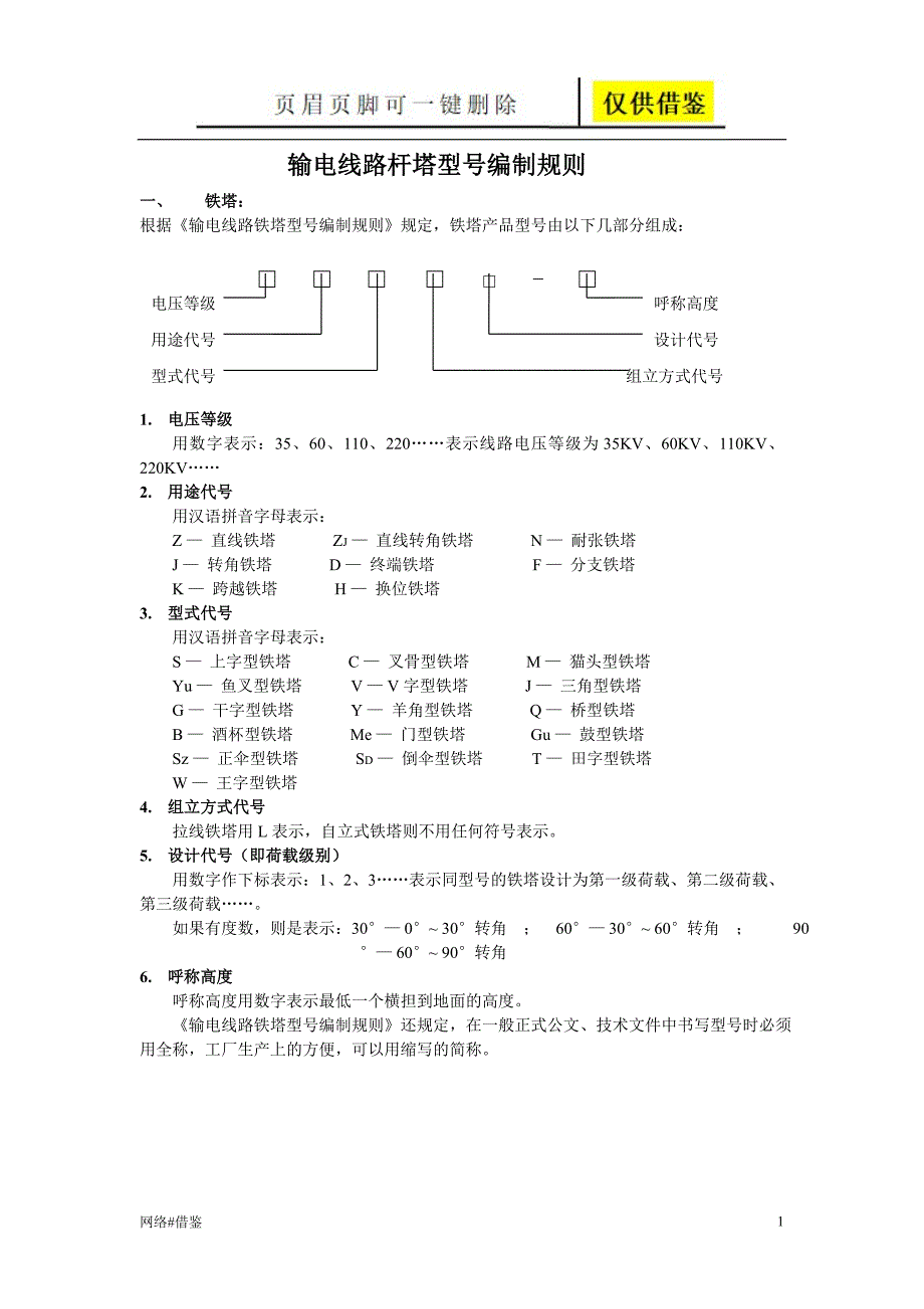 输电线路杆塔型号编制规则技术研究_第1页