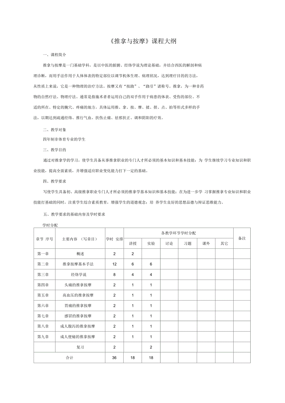 推拿与按摩课程大纲_第1页