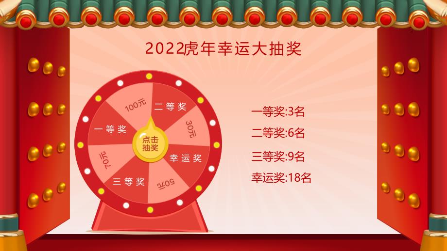 2022红色喜庆虎年幸运大抽奖PPT课件带内容1_第3页