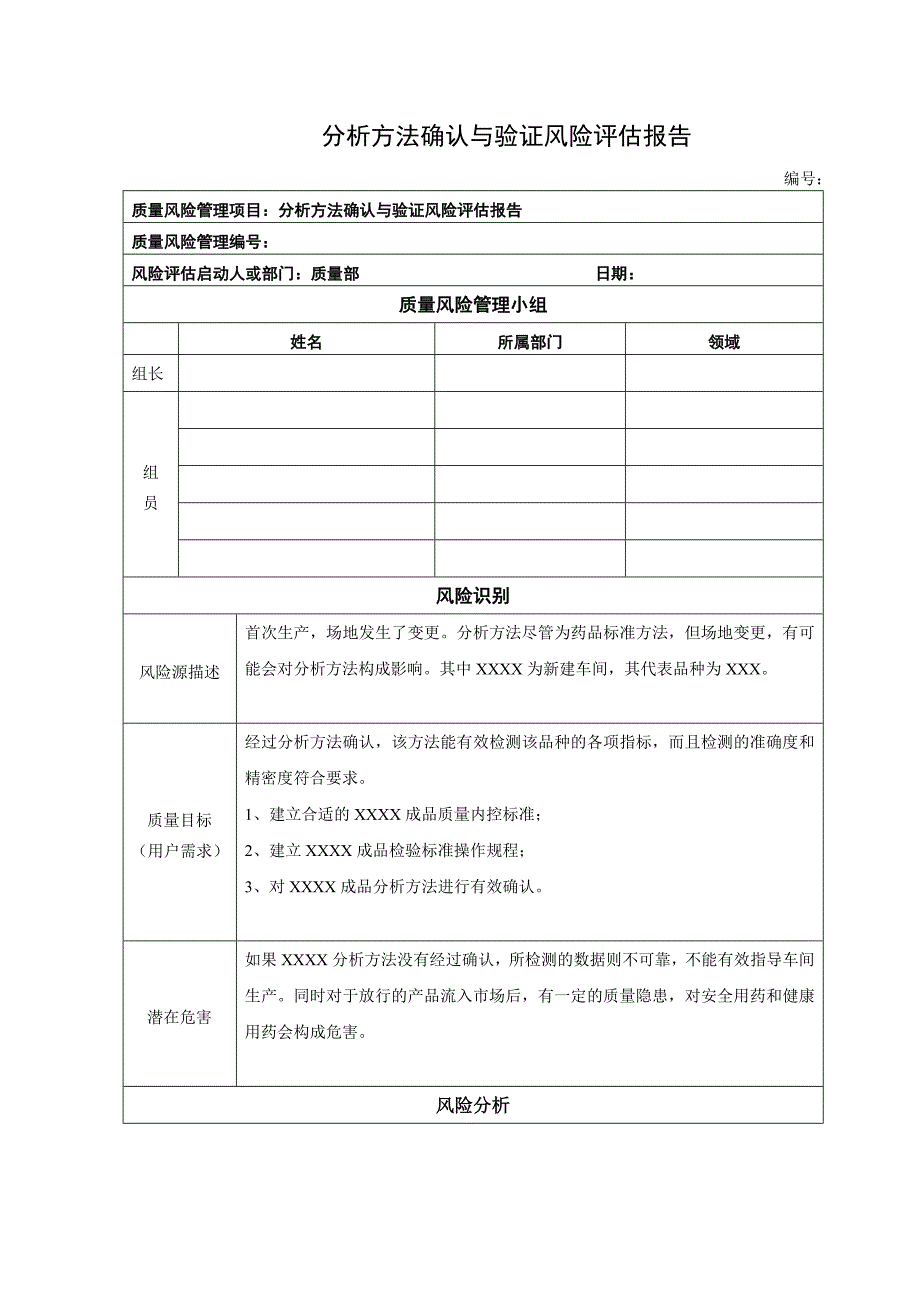 分析方法确认与验证风险评估报告_第1页