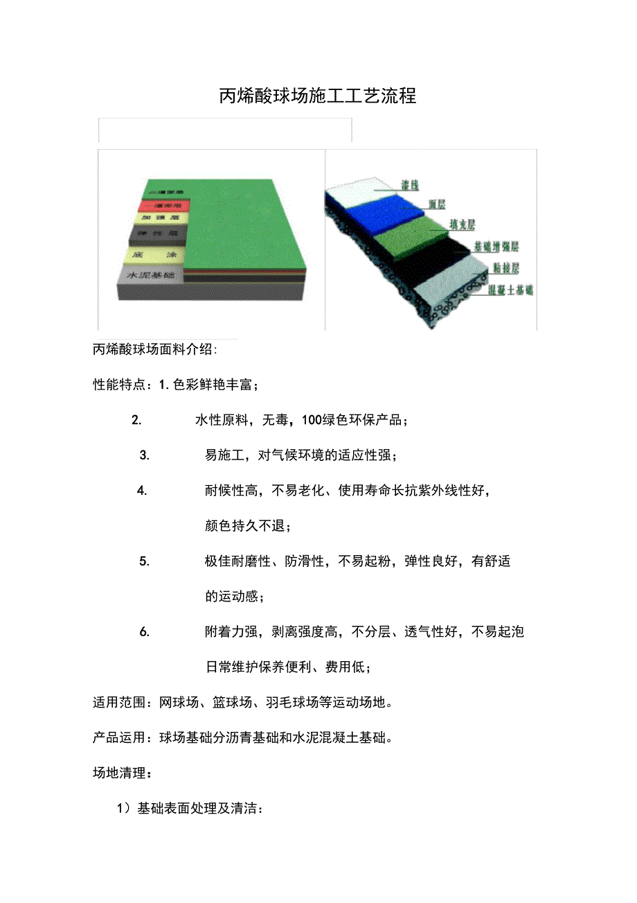 丙烯酸球场施工工艺流程_第1页