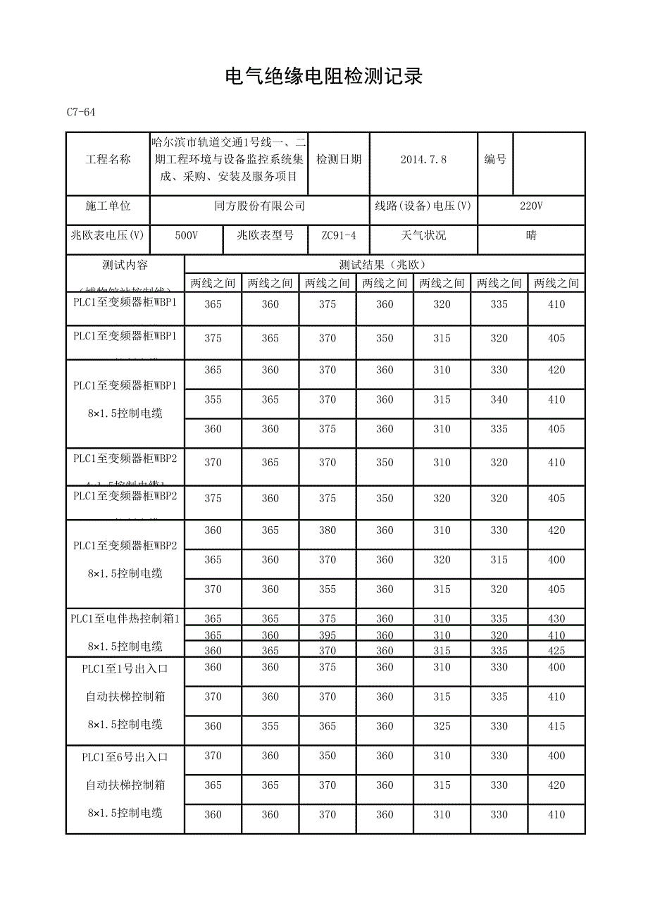 电气绝缘电阻检测记录控制线_第1页