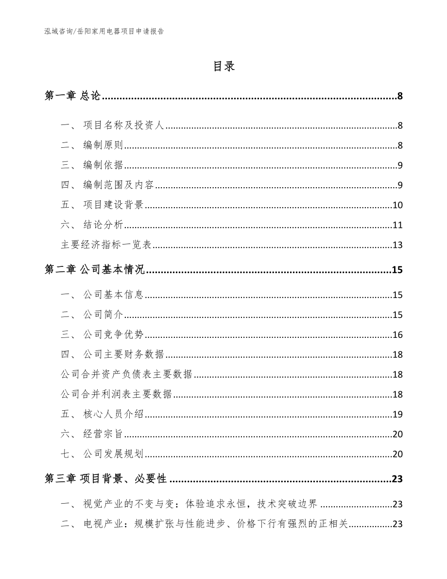 岳阳家用电器项目申请报告_第2页