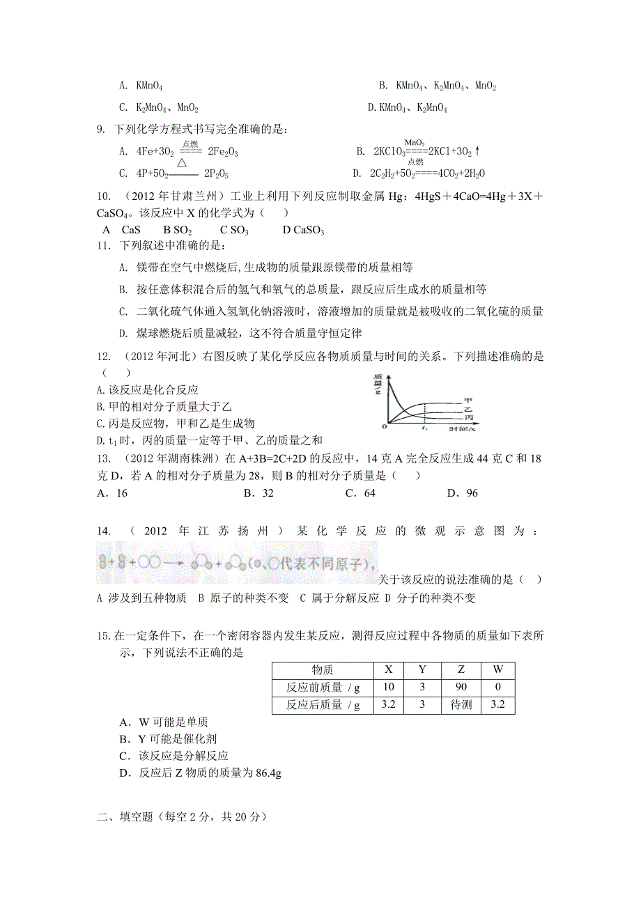 【单元测试】第五单元化学方程式_第2页