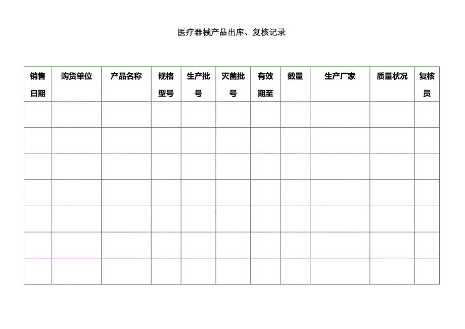 医疗器械质量管理记录表格_第1页