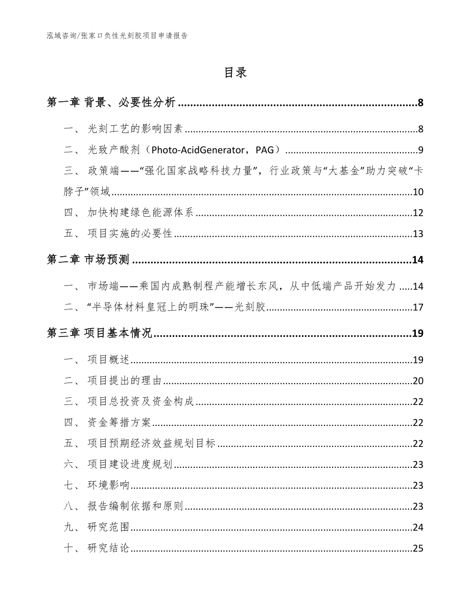 张家口负性光刻胶项目申请报告【模板范文】_第1页