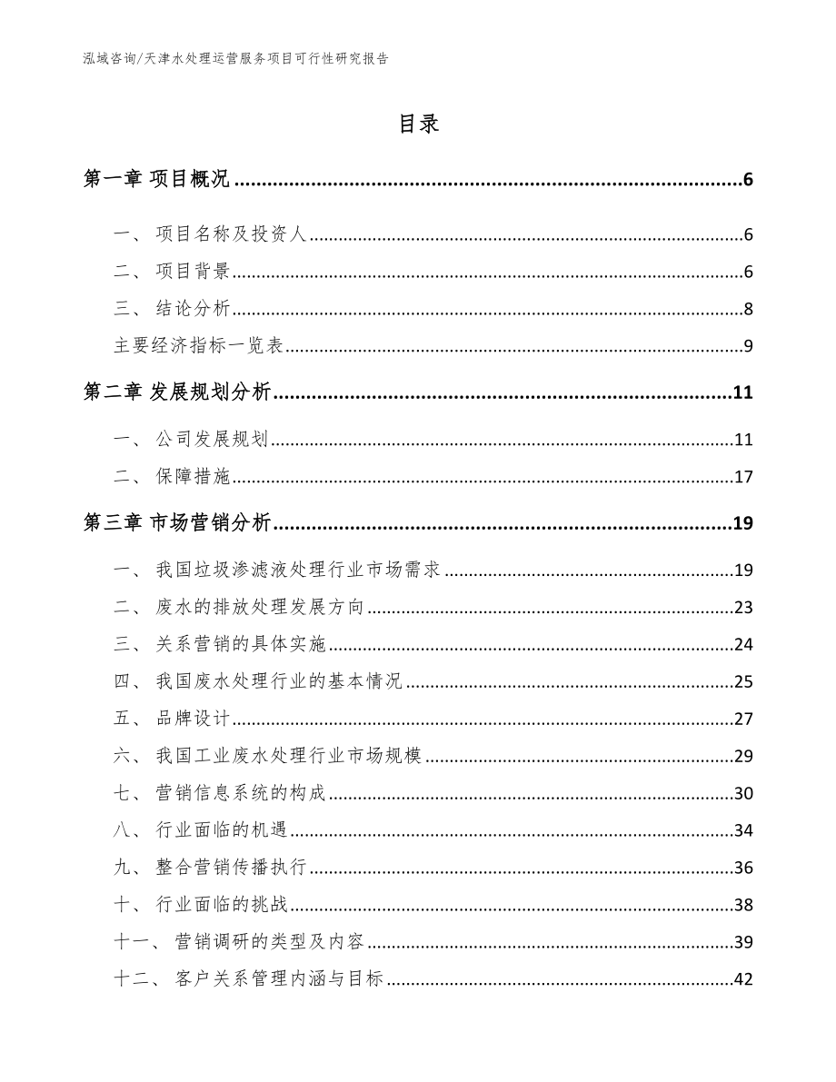 天津水处理运营服务项目可行性研究报告_模板范本_第2页