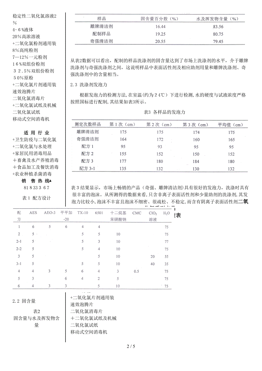 二氧化氯系列产品及适用行业速查表二氧化氯药剂及机械二_第2页