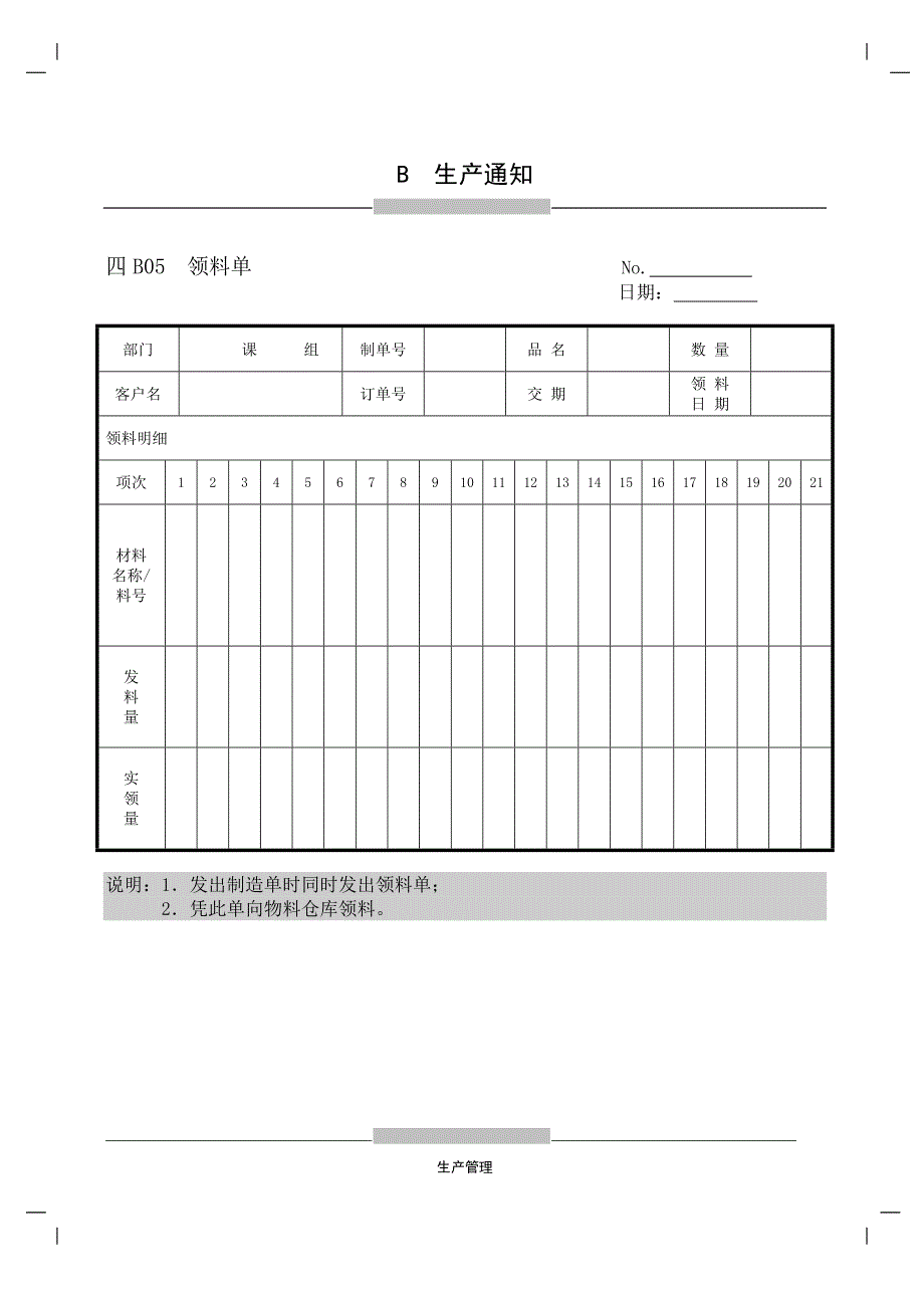 B05领料单[生产管理表格全集]_第1页