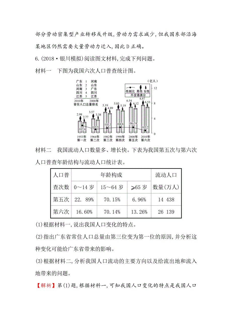 精编高三一轮复习地理人教版课时提升作业 十六 5.2人口迁移、地域文化与人口 Word版含解析_第4页