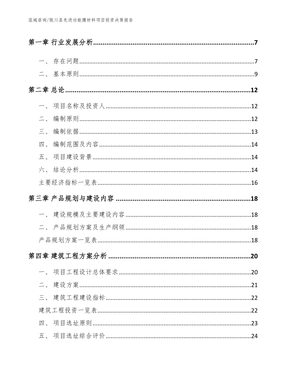 陇川县先进功能膜材料项目投资决策报告_第2页