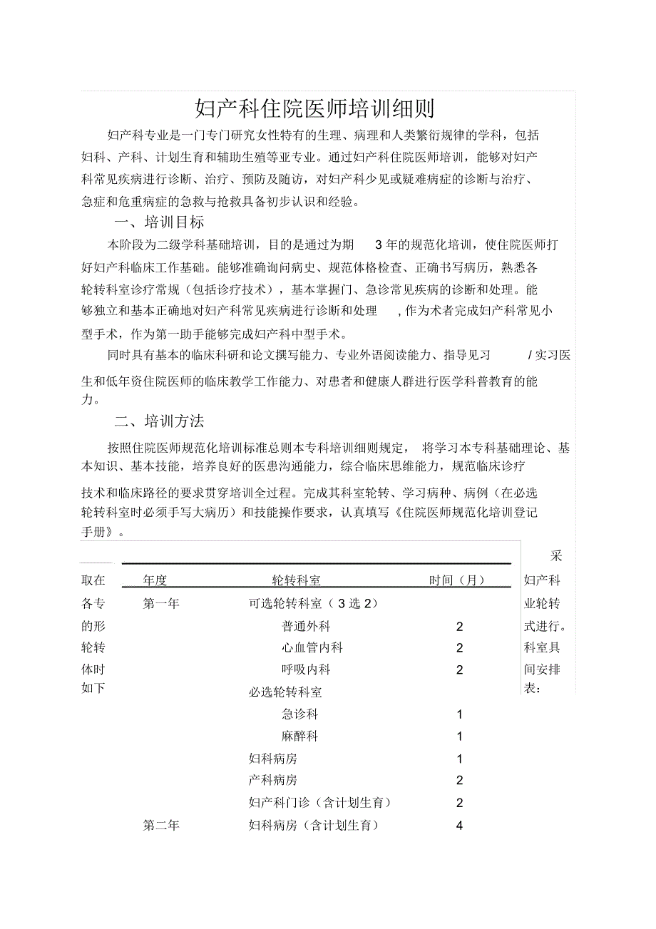 妇产科住院医师培训细则_第1页