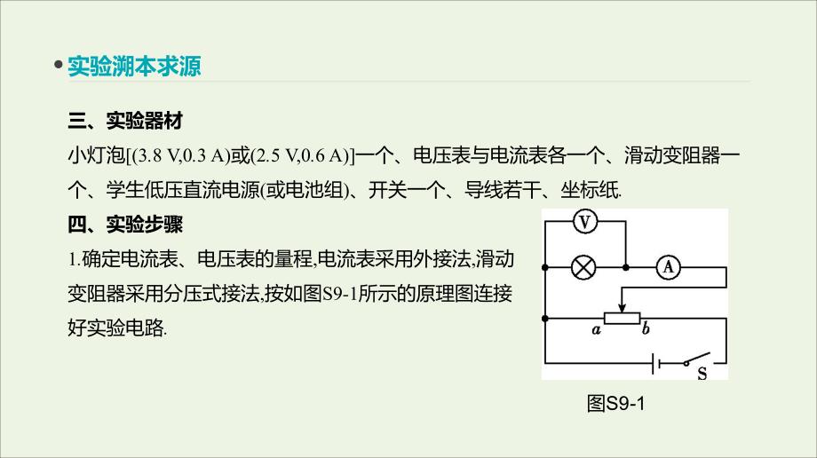 全品复习方案高考物理一轮复习第8单元恒定电流实验九描绘小电珠的伏安特性曲线课件_第3页