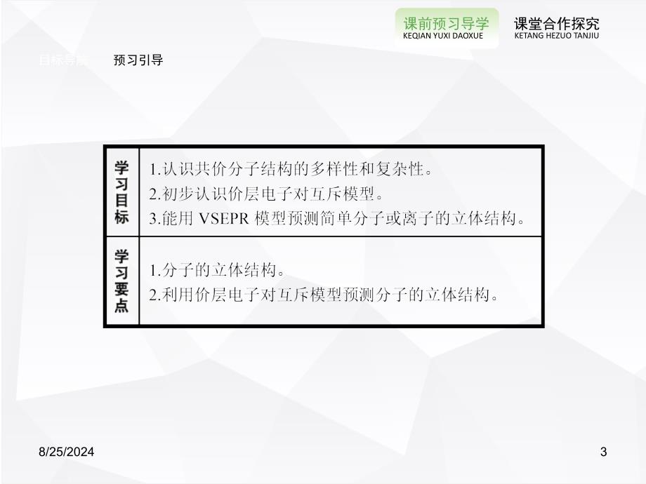 人教版高三化学复习ppt课件-形形色色的分子与价层电子对互斥理论_第3页