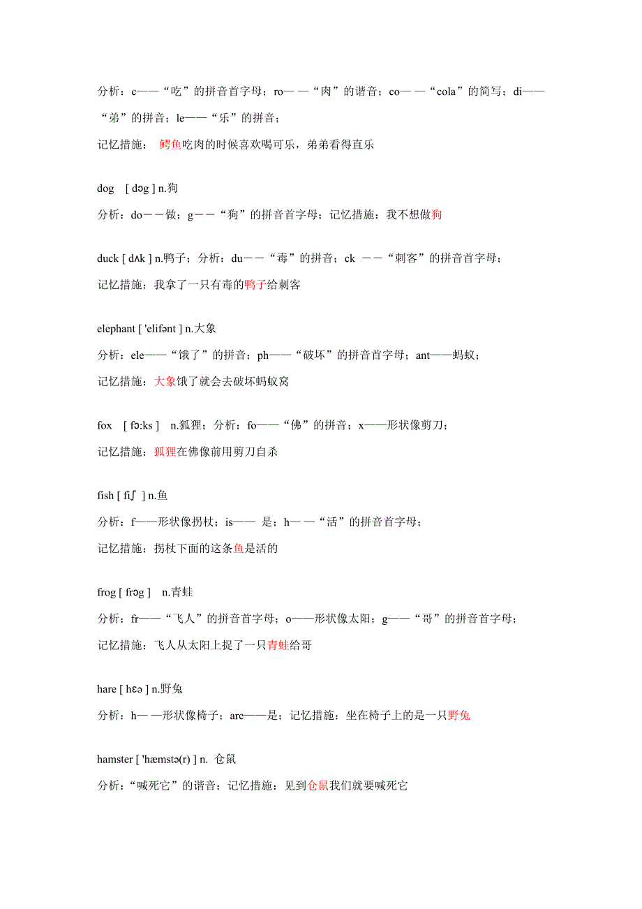 小学英语单词趣味记忆法_第2页