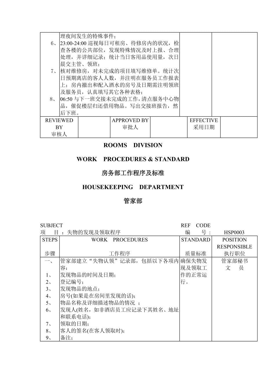 某四星级酒店客房管理制度及工作流程_第5页